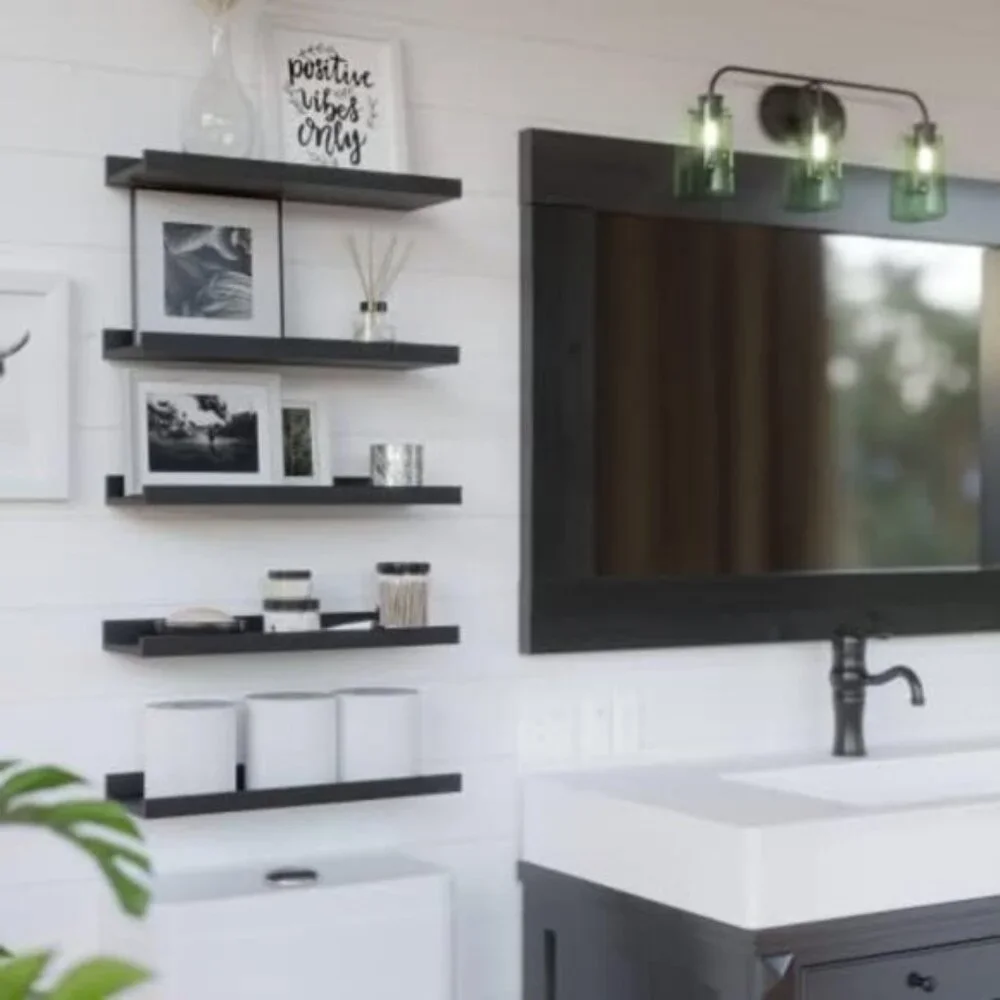 New Set of Floating Wall Shelves, Black Picture Ledge Shelf for Home Decor